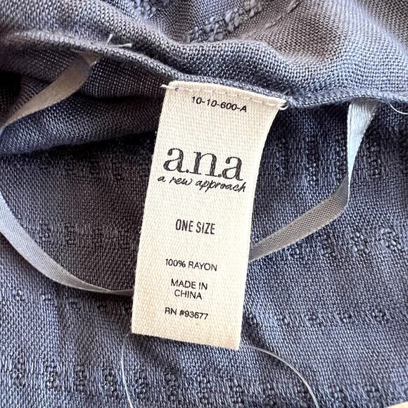 A.N.A Wrap Shawl Women OS Chambray Fringe Lagenlook Comfy Fall New Cottagecore - Picture 3 of 11